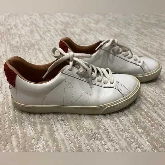 Veja Women’s Esplar Sneaker in White w Burgundy Snakeskin Size 37 - Picture 4 of 12